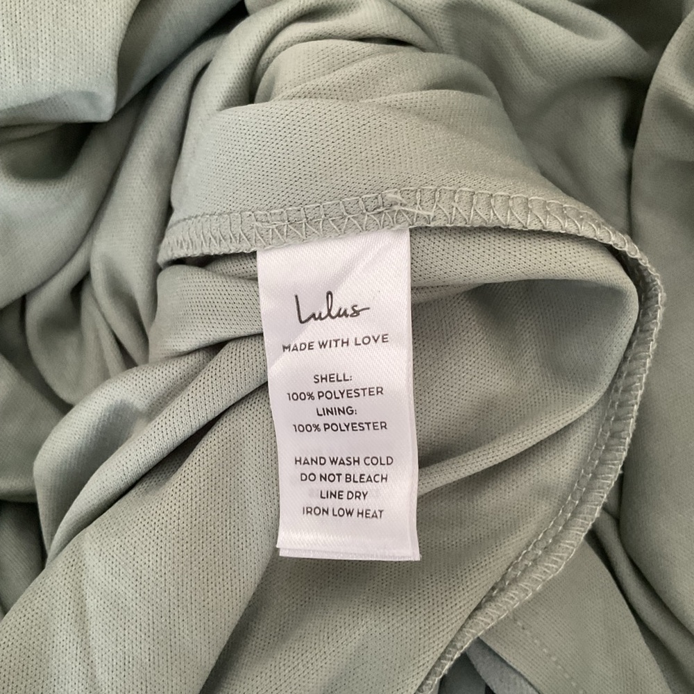 Lulus Promise of Love Sage Brush Green Line Skirt Chiffon Maxi Dress XL - Picture 14 of 16